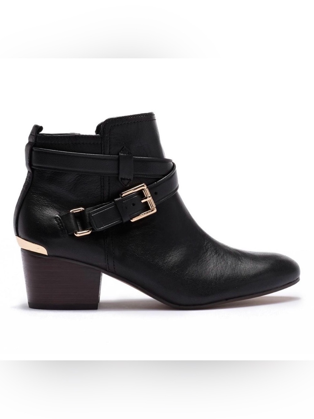 Coach Pauline Black Leather Ankle Boots with Buckle Detail Ankle Zipper Size 7B